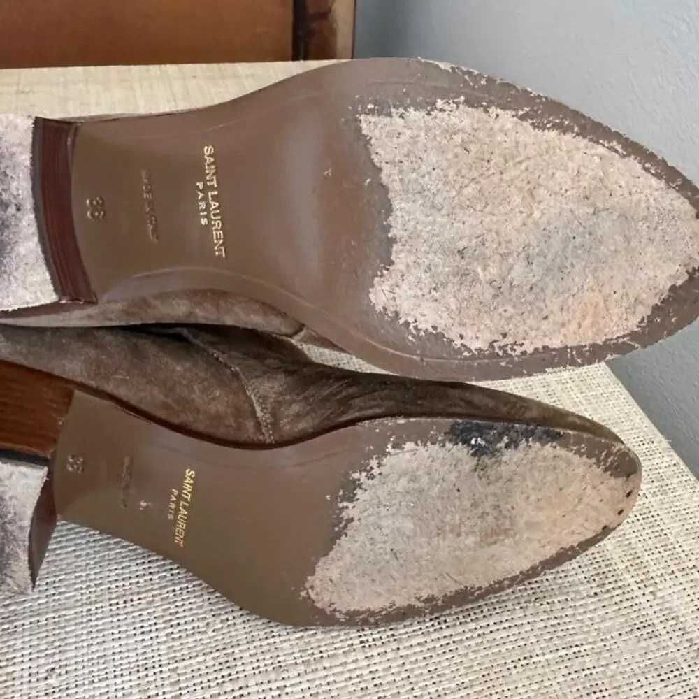 Saint laurent brown suede ankle